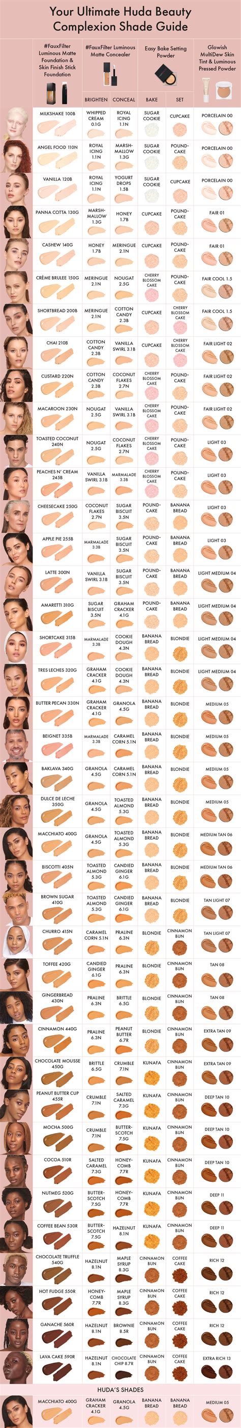 huda beauty shade match chart.